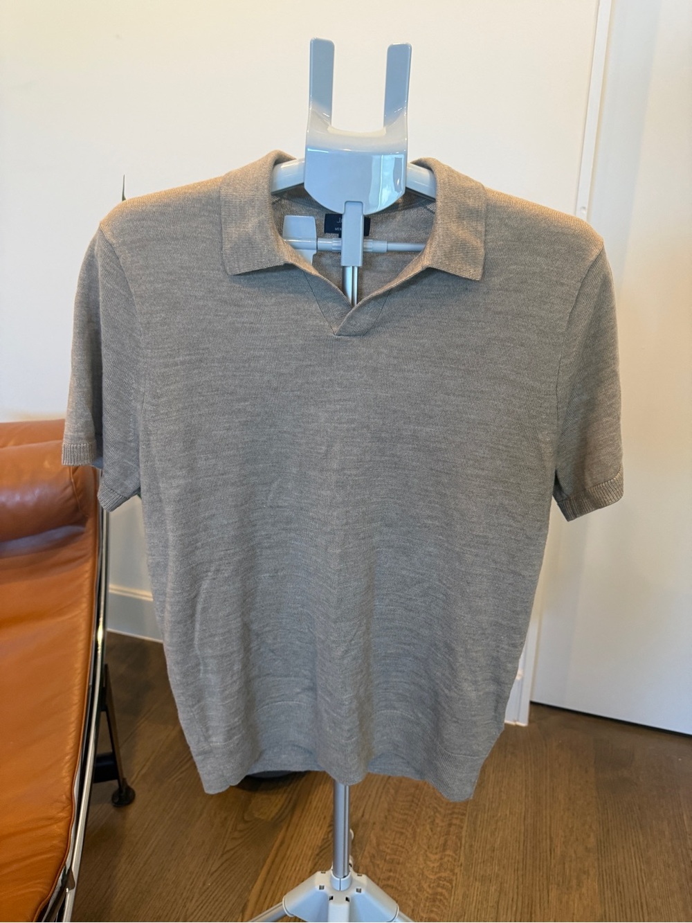 J. Crew Men's Short-Sleeve Polo Sweater in Light Taupe